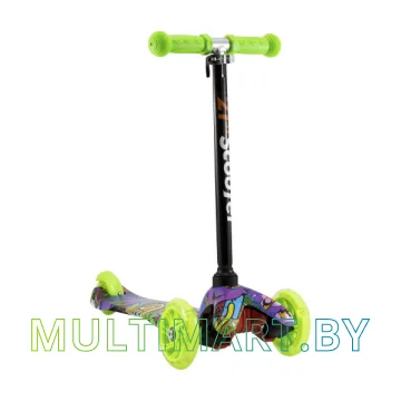 Самокат 21st Scooter Mini GRL 038Z салатовый, прозрачные колёса